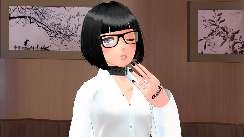 【VRChat】ローポリの首輪とメガネ
