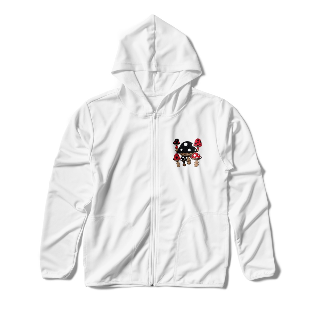 (両面プリント)きのこドライジップパーカー[ホワイト]