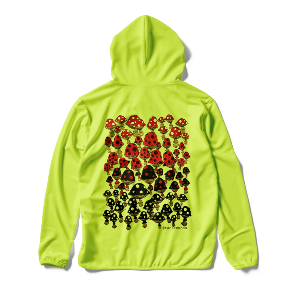 (背中のみプリント)きのこドライジップパーカー[ライトグリーン]