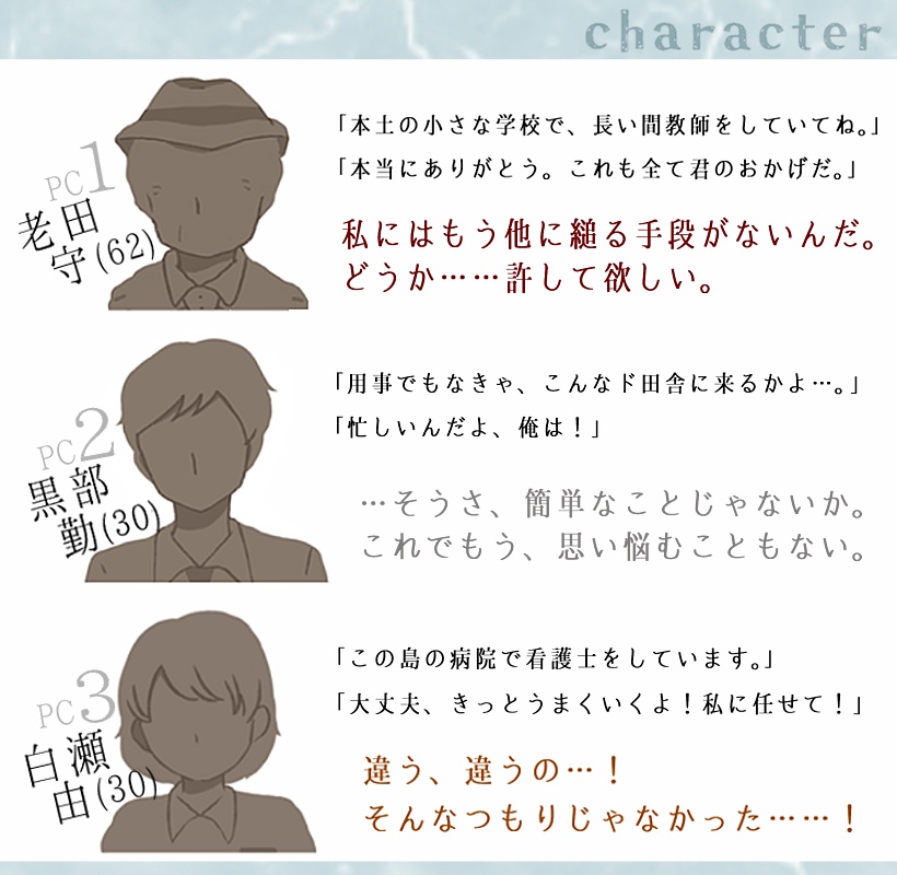 マーダーミステリー「折り重なって揺れる島」