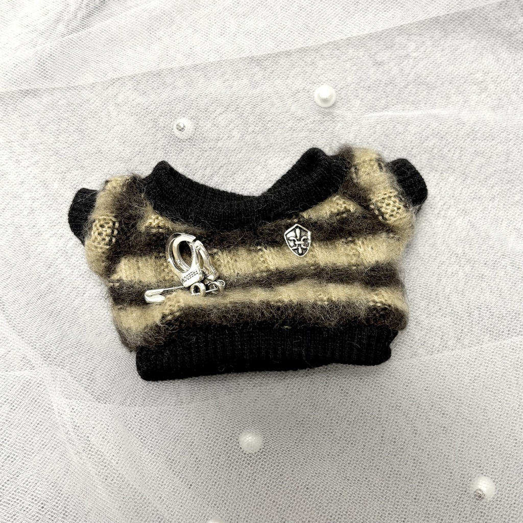 ꒰ 10cm用ぬい服 ꒱ 手錠チャーム付ボーダーニット 全4色