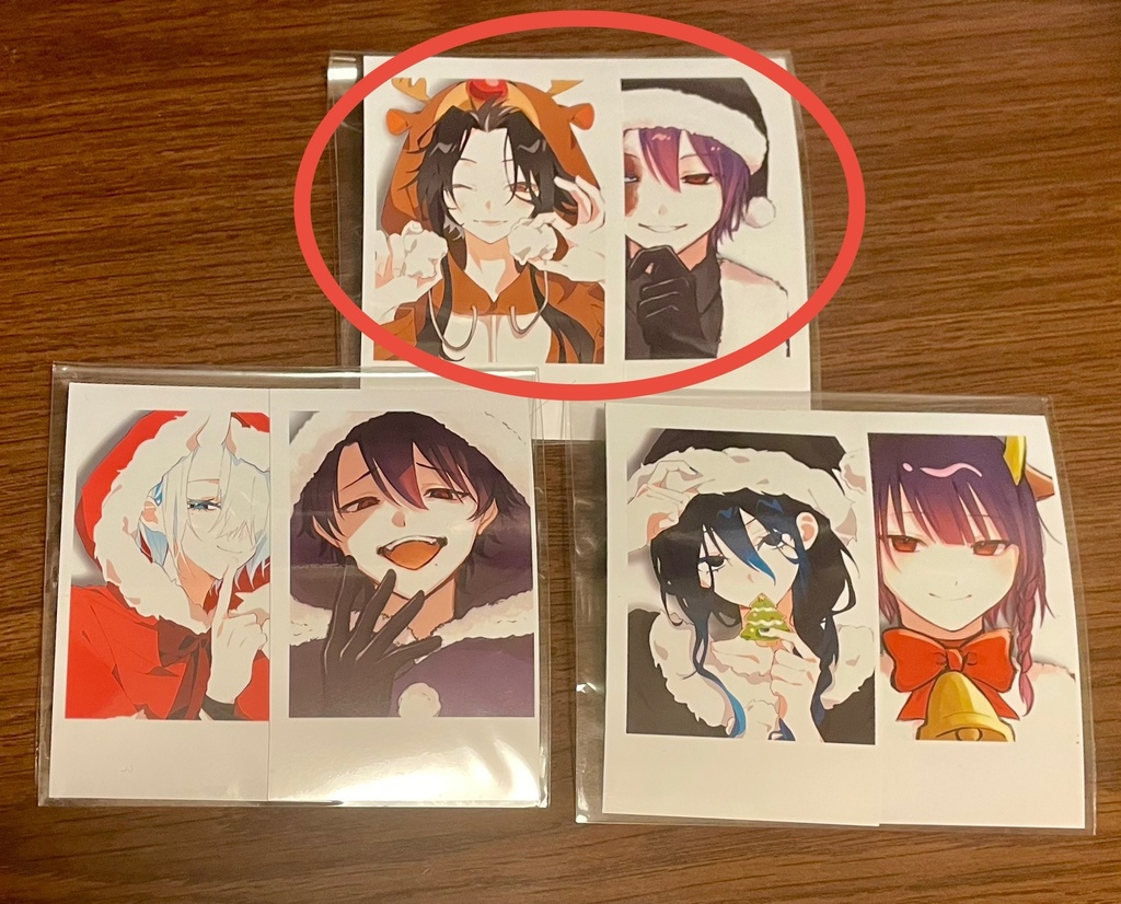 クリスマスチェキ風カード(隊長、学園長)