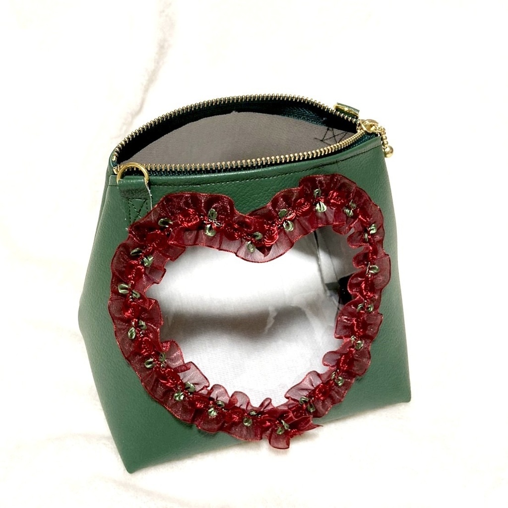 ハートもちマスポーチ♡グリーン