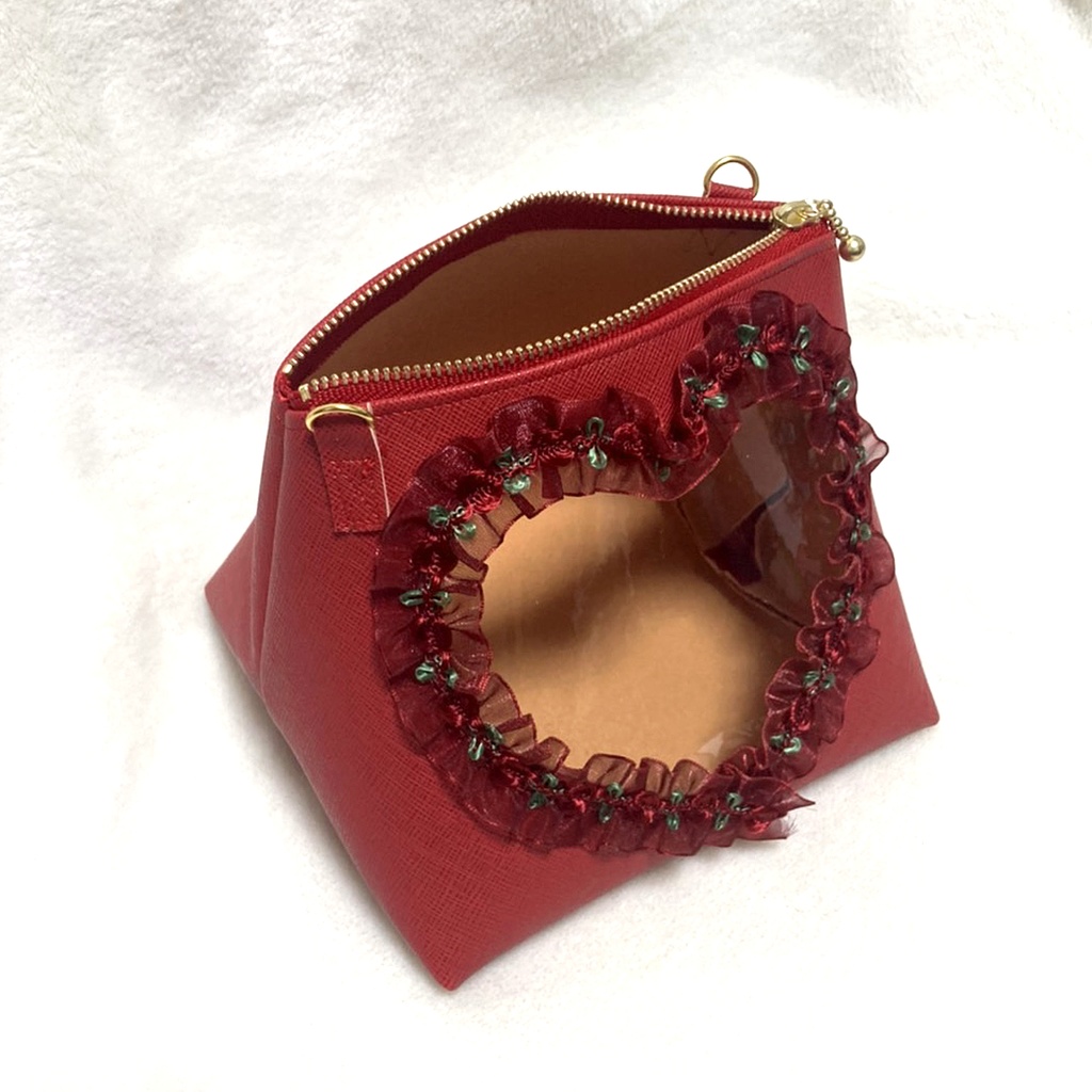 ハートもちマスポーチ♡ライトレッド