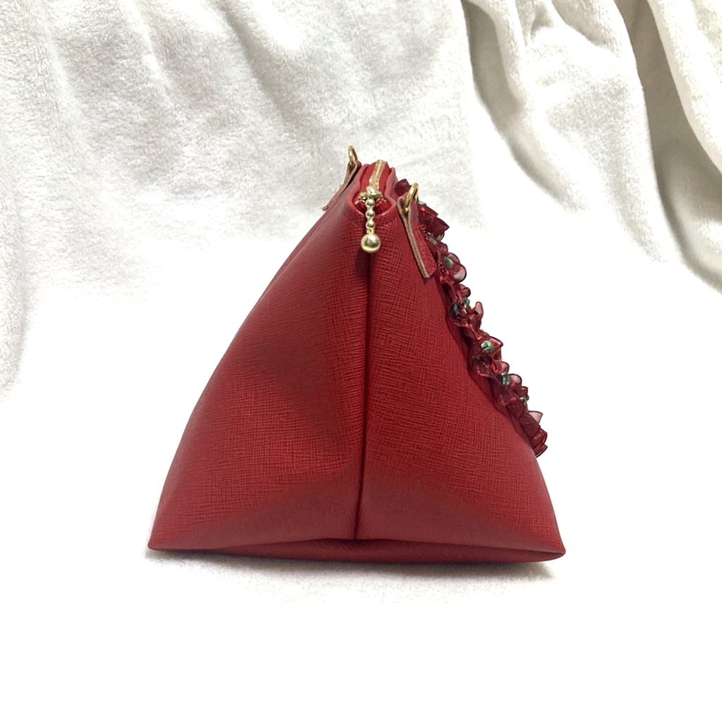 ハートもちマスポーチ♡ライトレッド