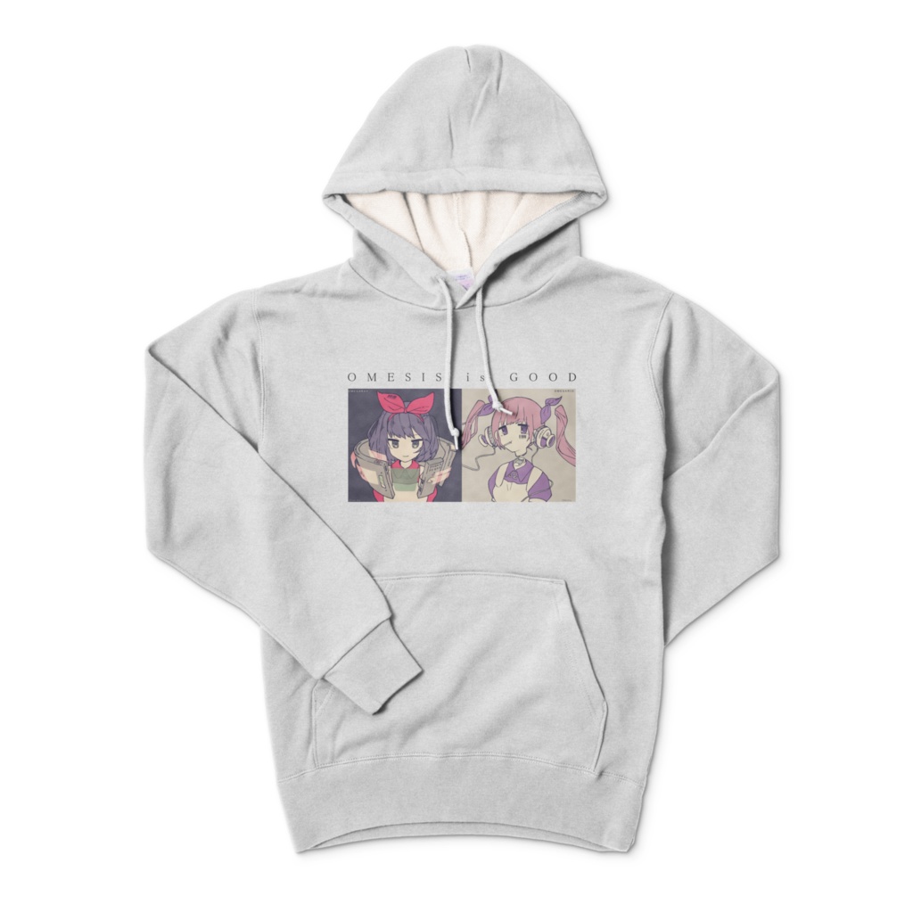 おめが団パーカー キャラプリント グレー Clome Booth