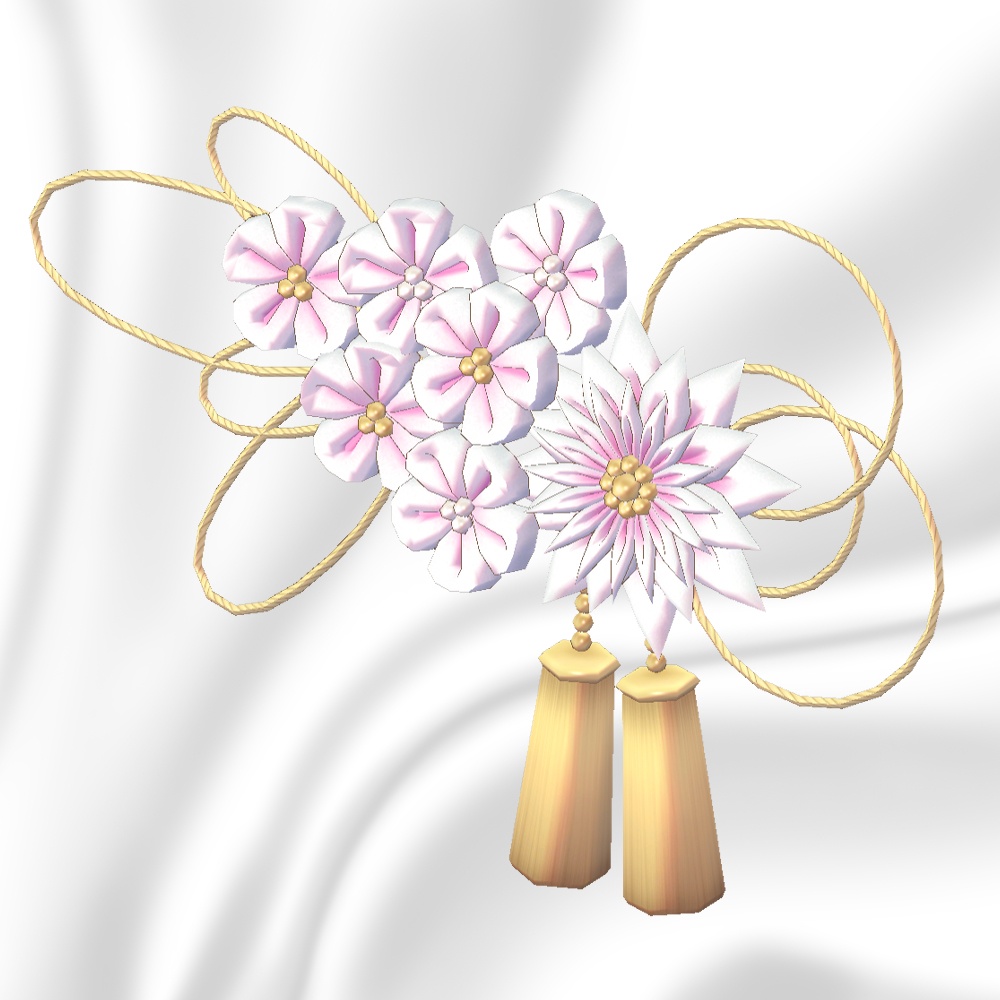 つまみ細工風髪飾り 2023【VRChat想定】【VRM対応】