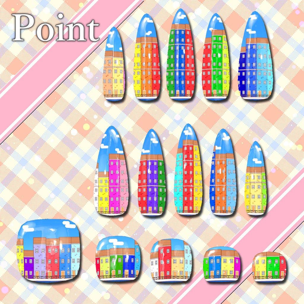 【ネイルテクスチャ】『アドリア海の街並み風ネイル』【MDollnail対応】