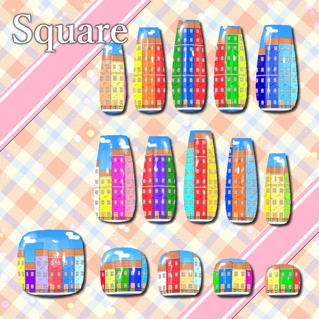 【ネイルテクスチャ】『アドリア海の街並み風ネイル』【MDollnail対応】