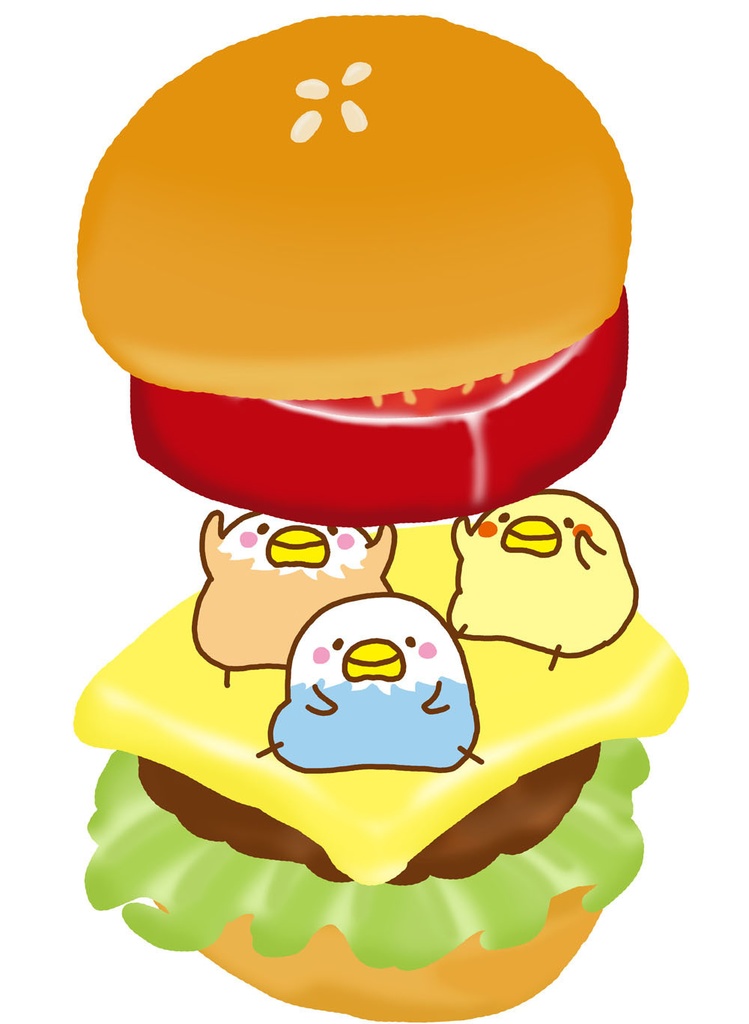 ハンバーガーとインコさんたち トートバッグ