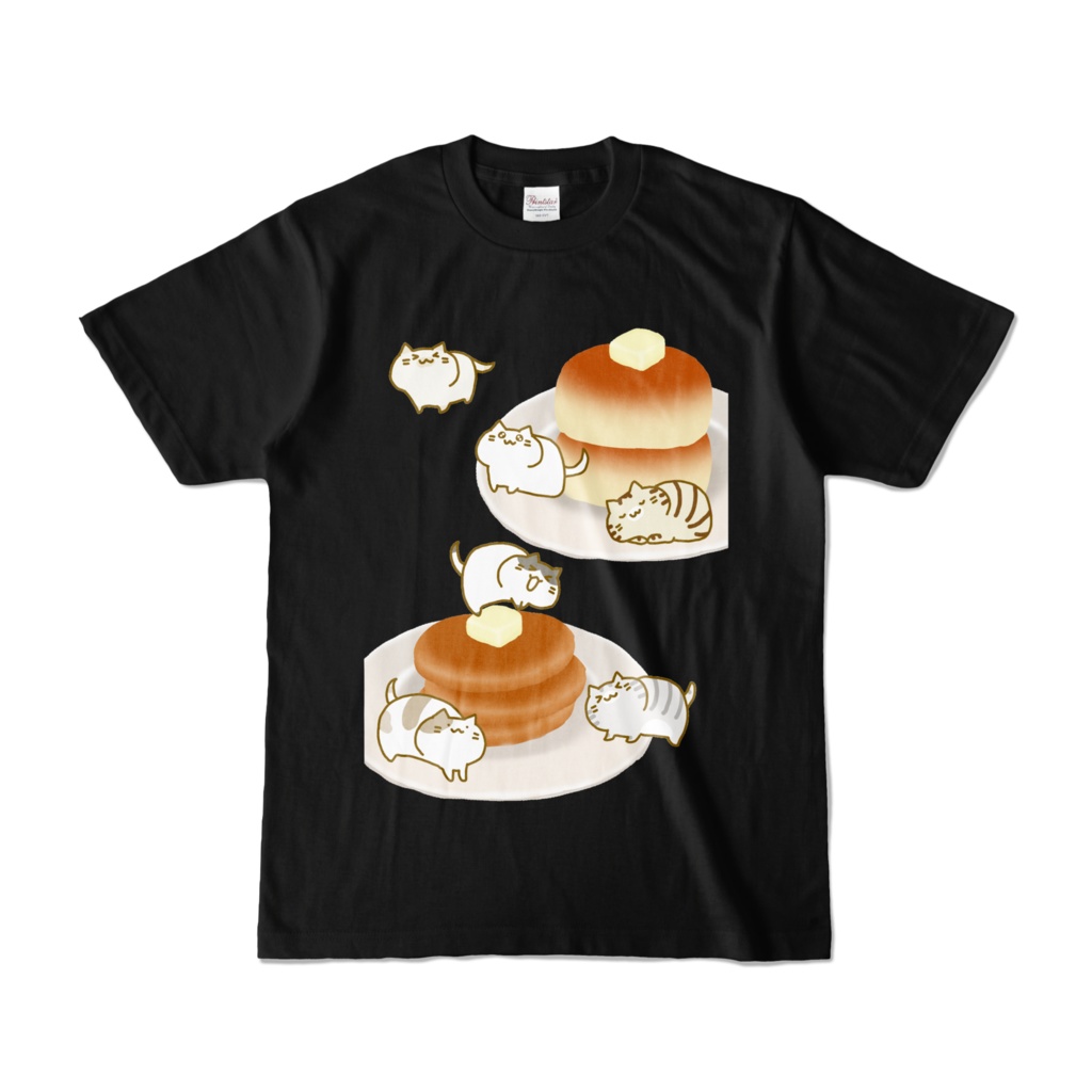 ホットケーキと猫さん カラーTシャツ