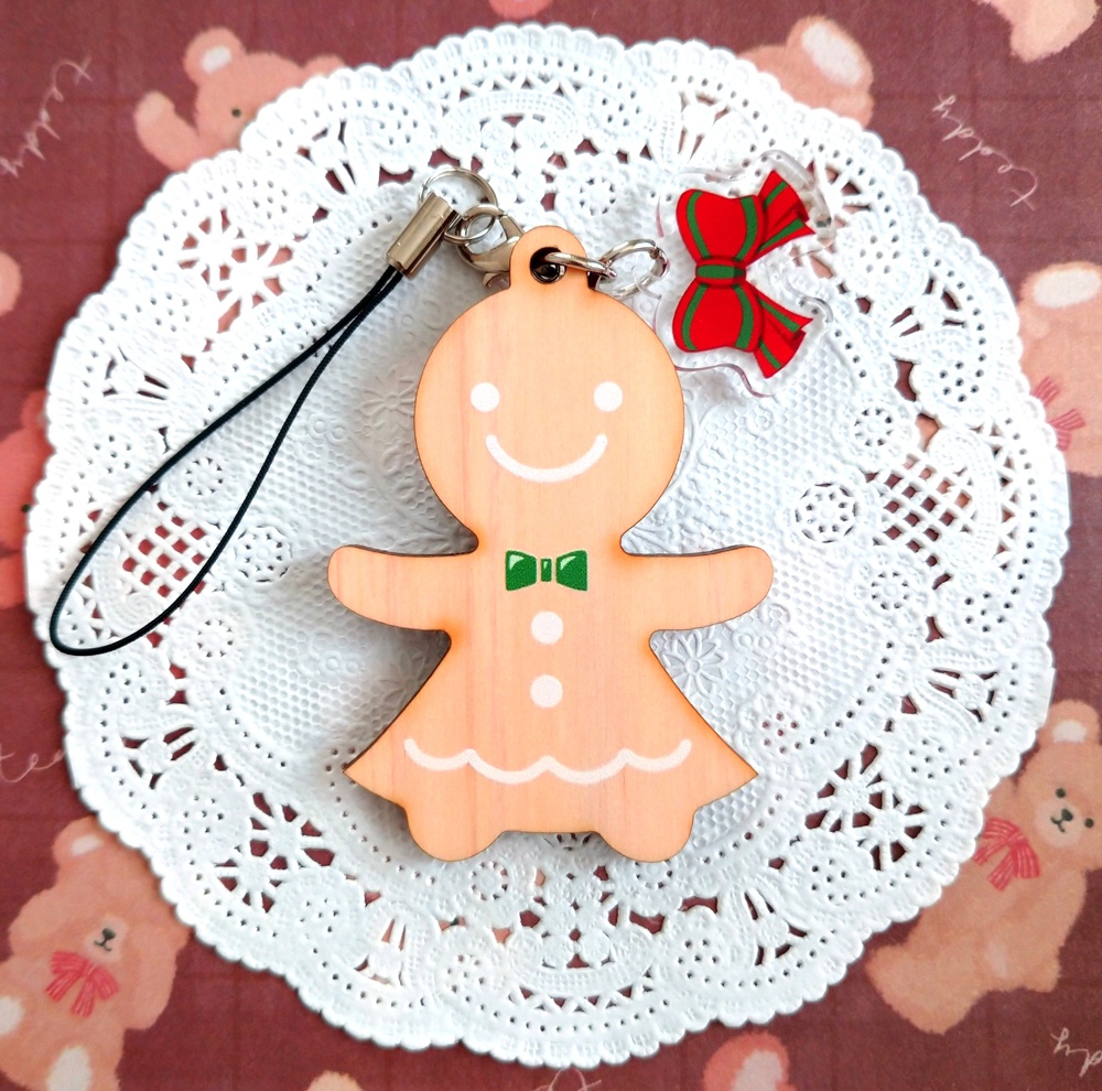 【創作】ウッドストラップ*ジンジャーマンクッキー