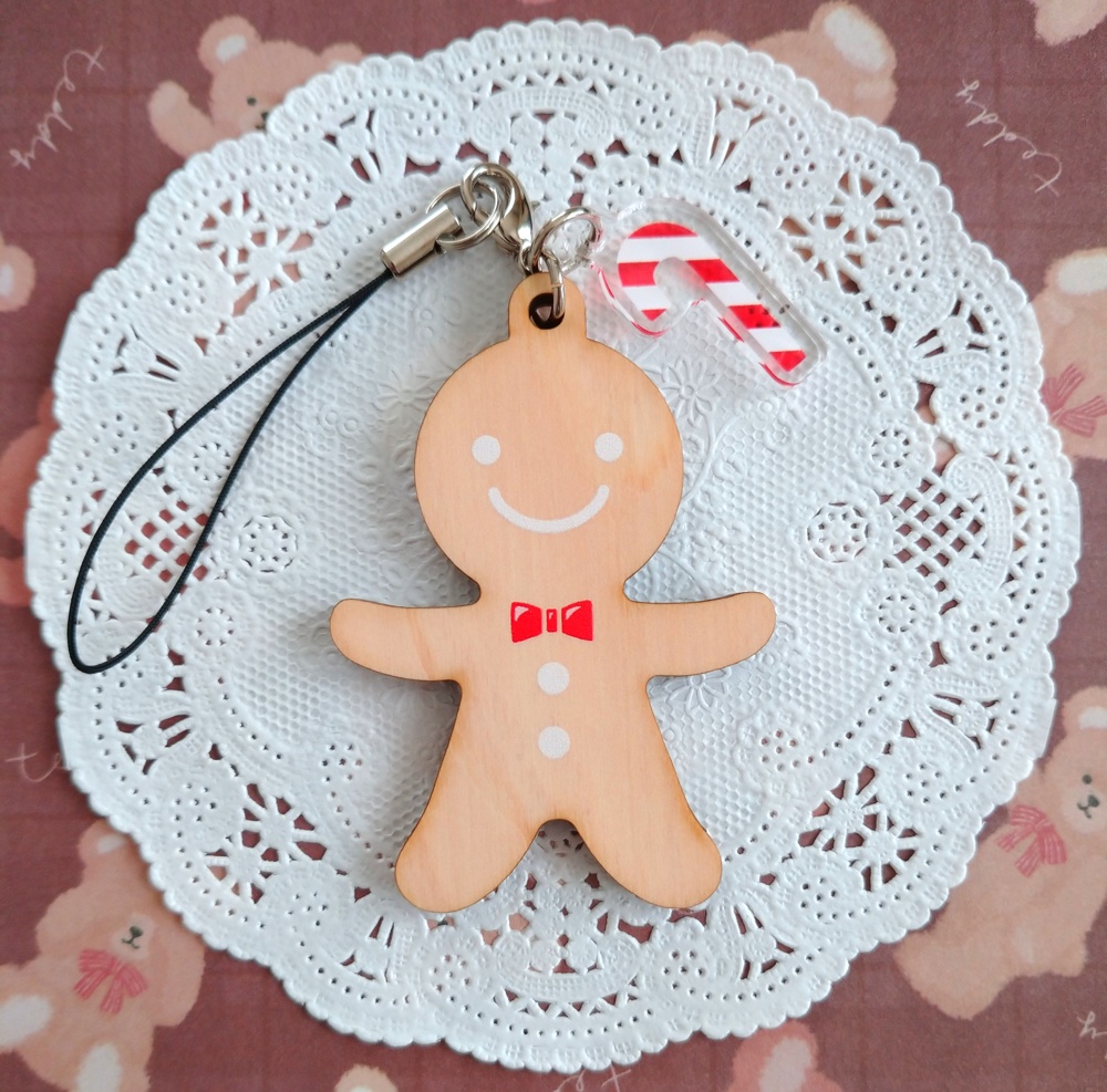 【創作】ウッドストラップ*ジンジャーマンクッキー