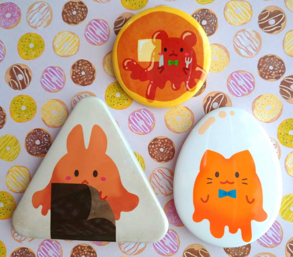 【創作】メルティおばけ*たべもの缶バッジ