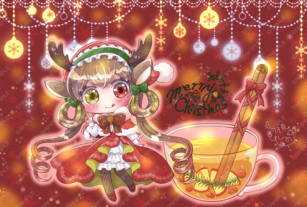 【創作】クリスマスの紅茶少女＊ポストカード