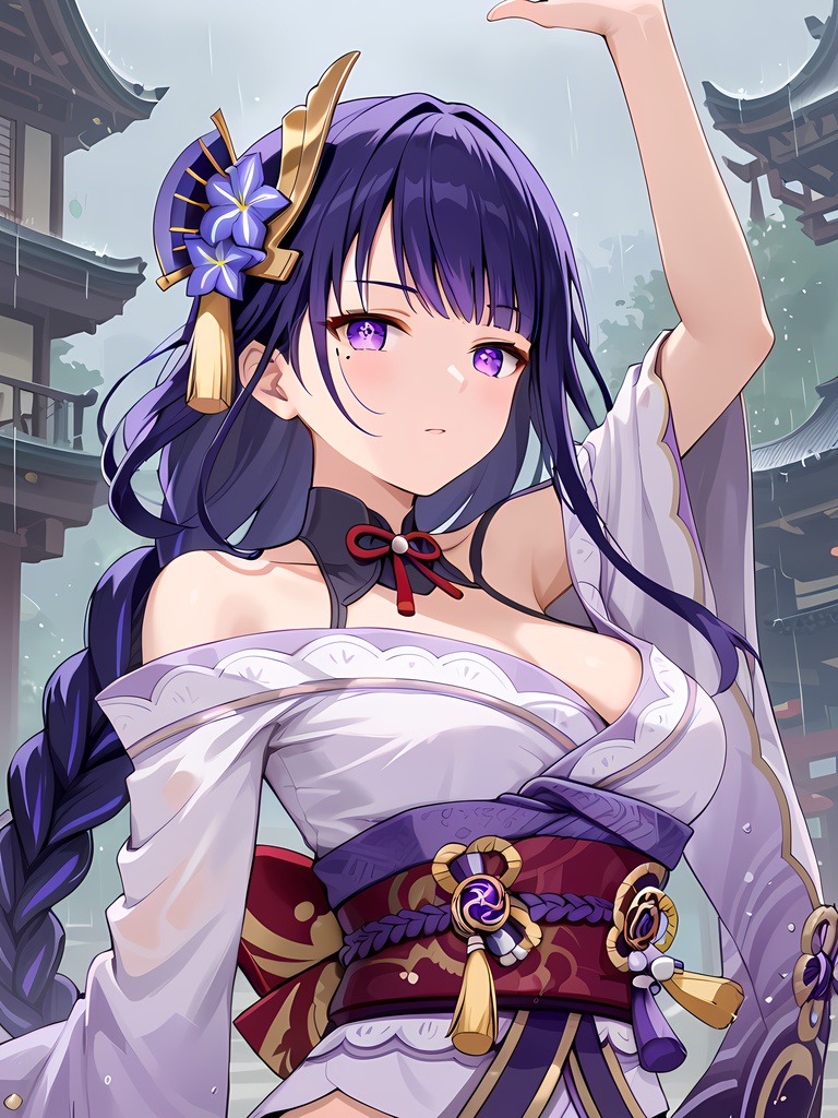 雷電将軍 雨の日イラスト集(水着中心)