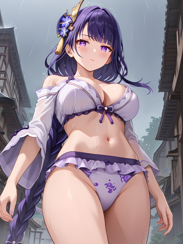 雷電将軍 雨の日イラスト集(水着中心)