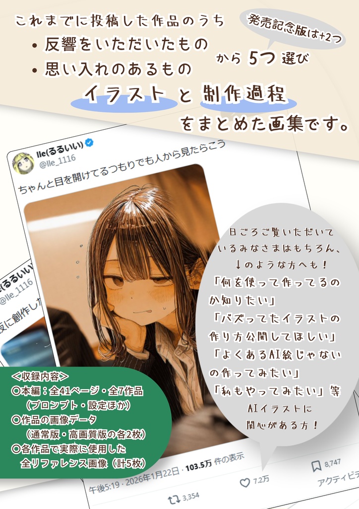 【活動2周年記念ブック】 AIイラスト&レシピ集1 「あるふぁ」/lle(るるいい)【発売記念版】