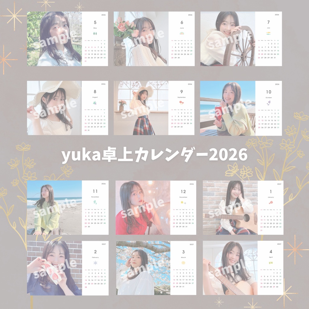 yuka卓上カレンダー2026(5月はじまり)