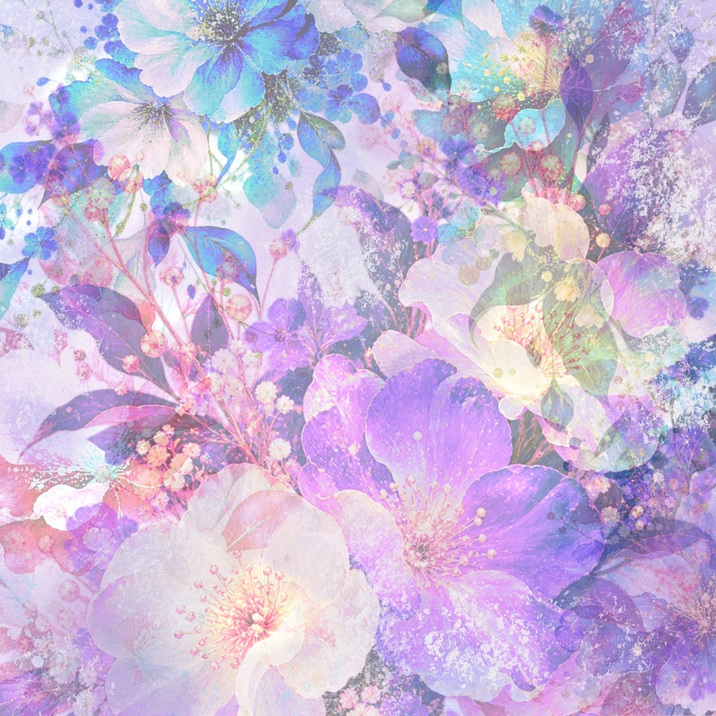 5枚セット　Flower　手帳　デジタル背景画像　素材　壁紙　スマホwall 青い花びら　デジタルペーパー　ラッピング