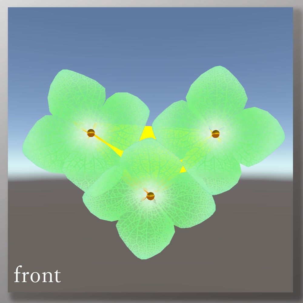 3Dモデル「紫陽花ピアス グリーン」4種セット