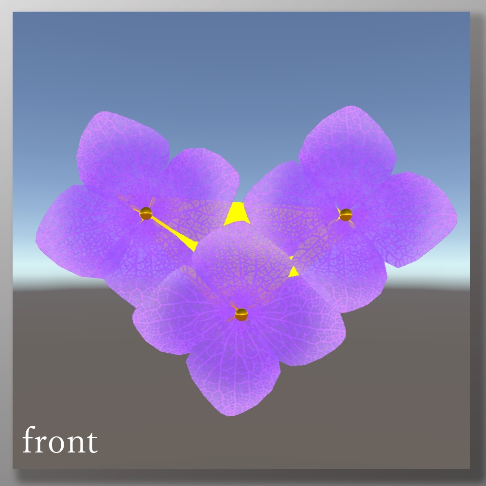 3Dモデル「紫陽花ピアス パープル」4種セット