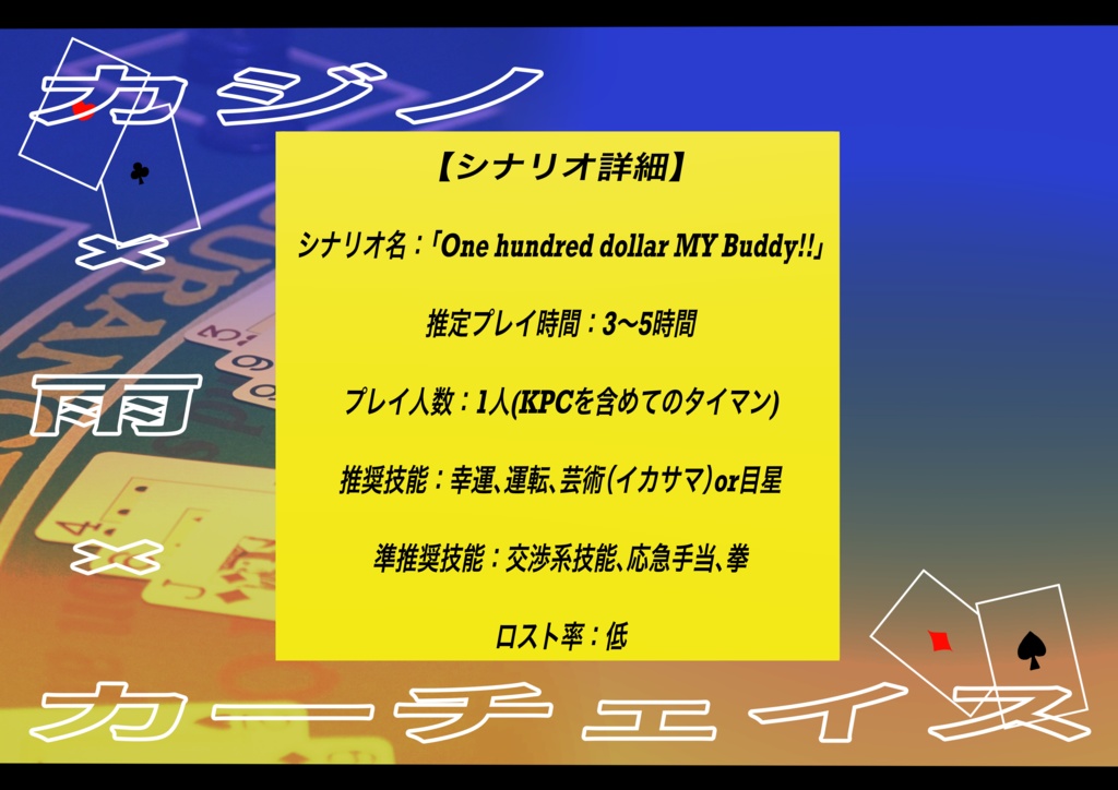 CoCシナリオ「One hundred dollar MY Buddy!!」SPLL:E192018