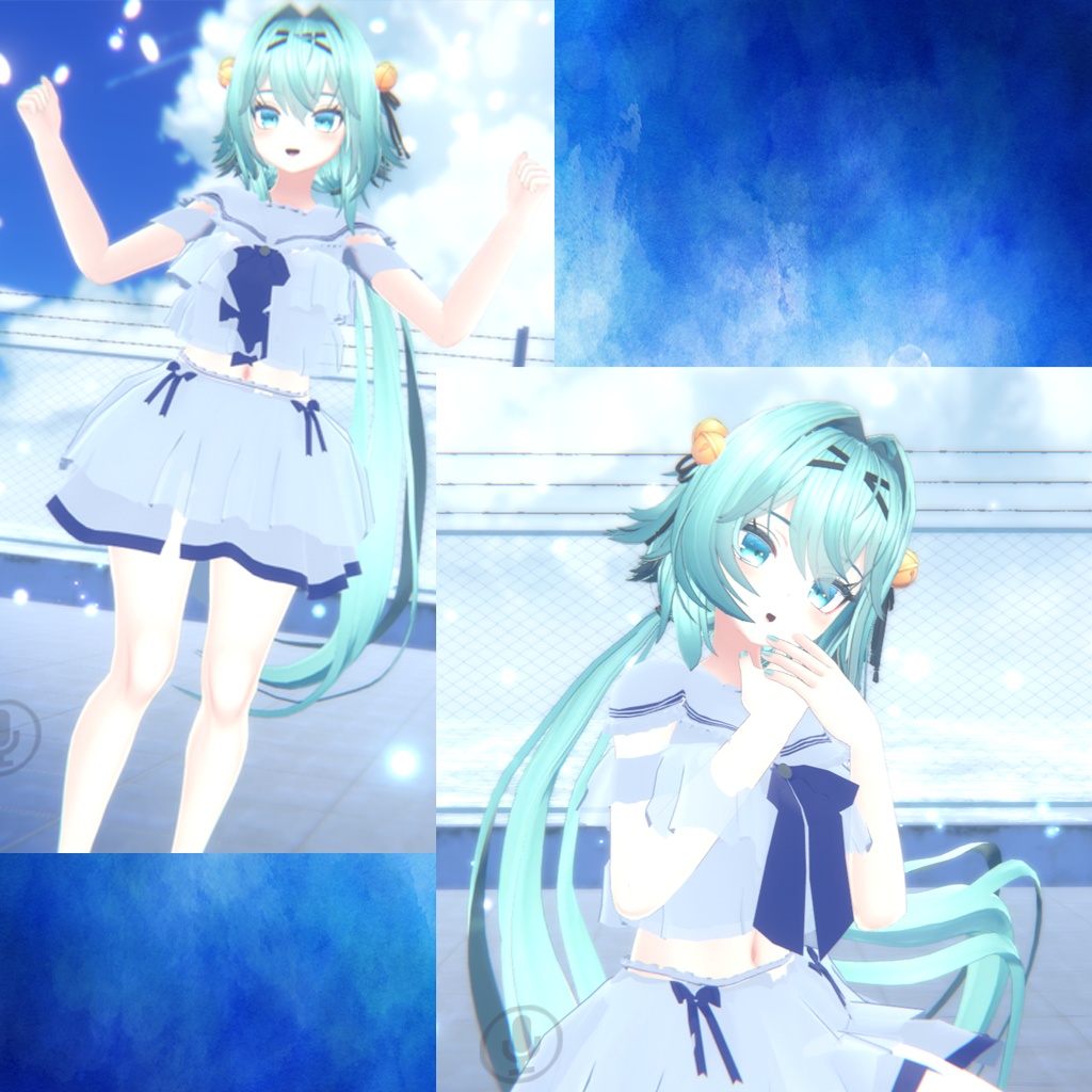 【桔梗-Kikyou- 竜胆-Rindou- セレスティア-Selestia-対応】セーラー水着【水鉄砲・サンダルおまけつき】