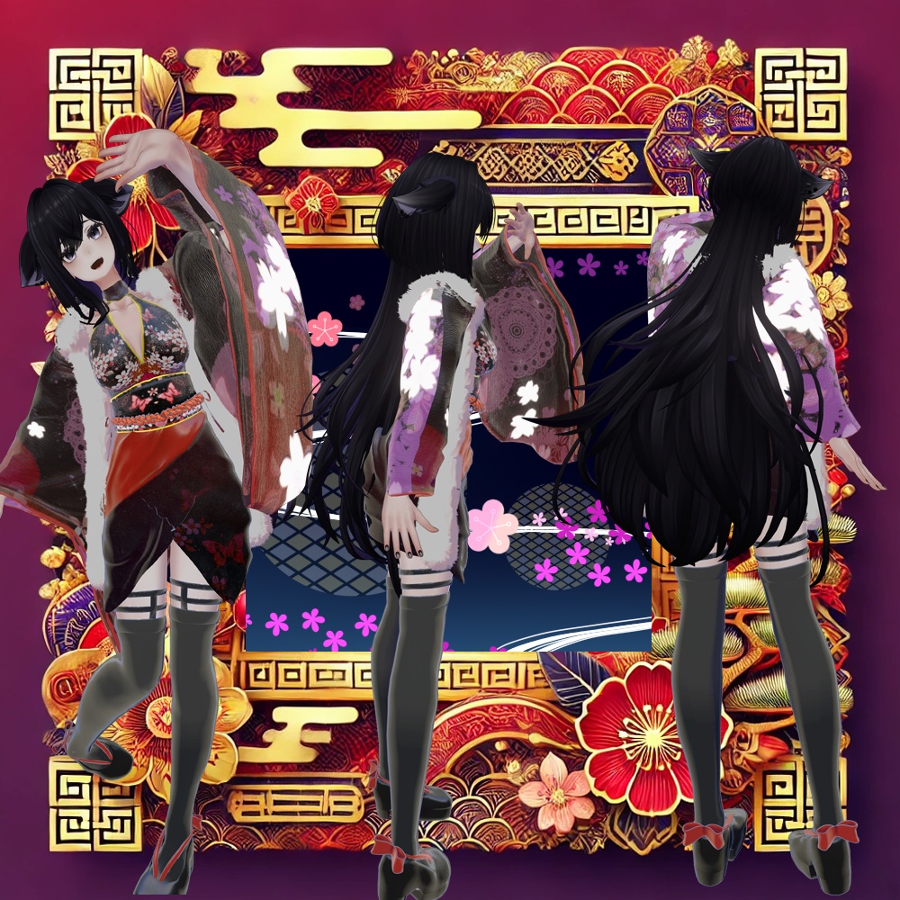 【マヌカ他6体対応】振袖「瑞春の舞」