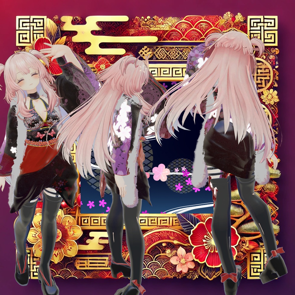 【マヌカ他6体対応】振袖「瑞春の舞」