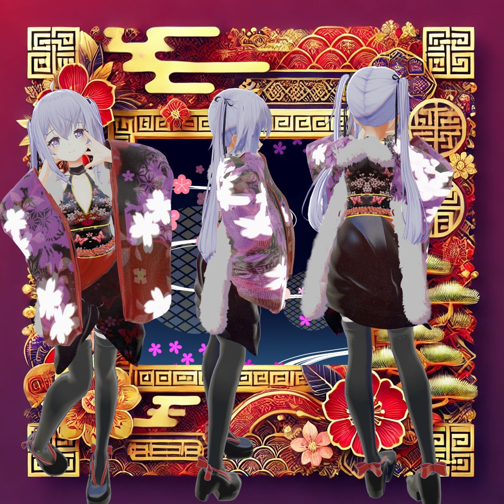 【マヌカ他6体対応】振袖「瑞春の舞」