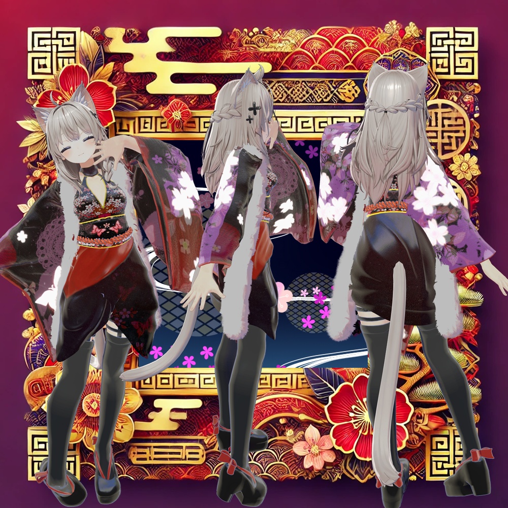 【マヌカ他6体対応】振袖「瑞春の舞」