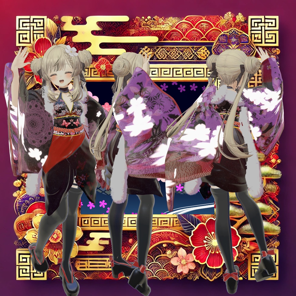 【マヌカ他6体対応】振袖「瑞春の舞」