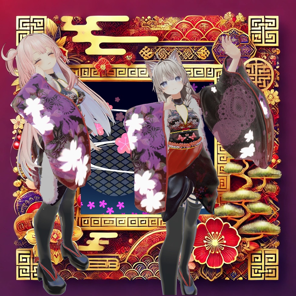 【マヌカ他6体対応】振袖「瑞春の舞」