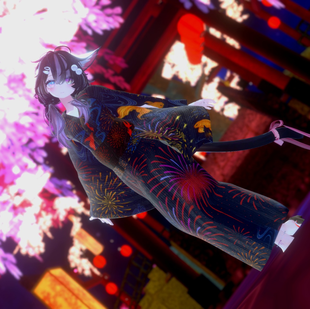 宵灯ゆかた - 対応アバター5種 | 夏の夕暮れに映える和装衣装セット