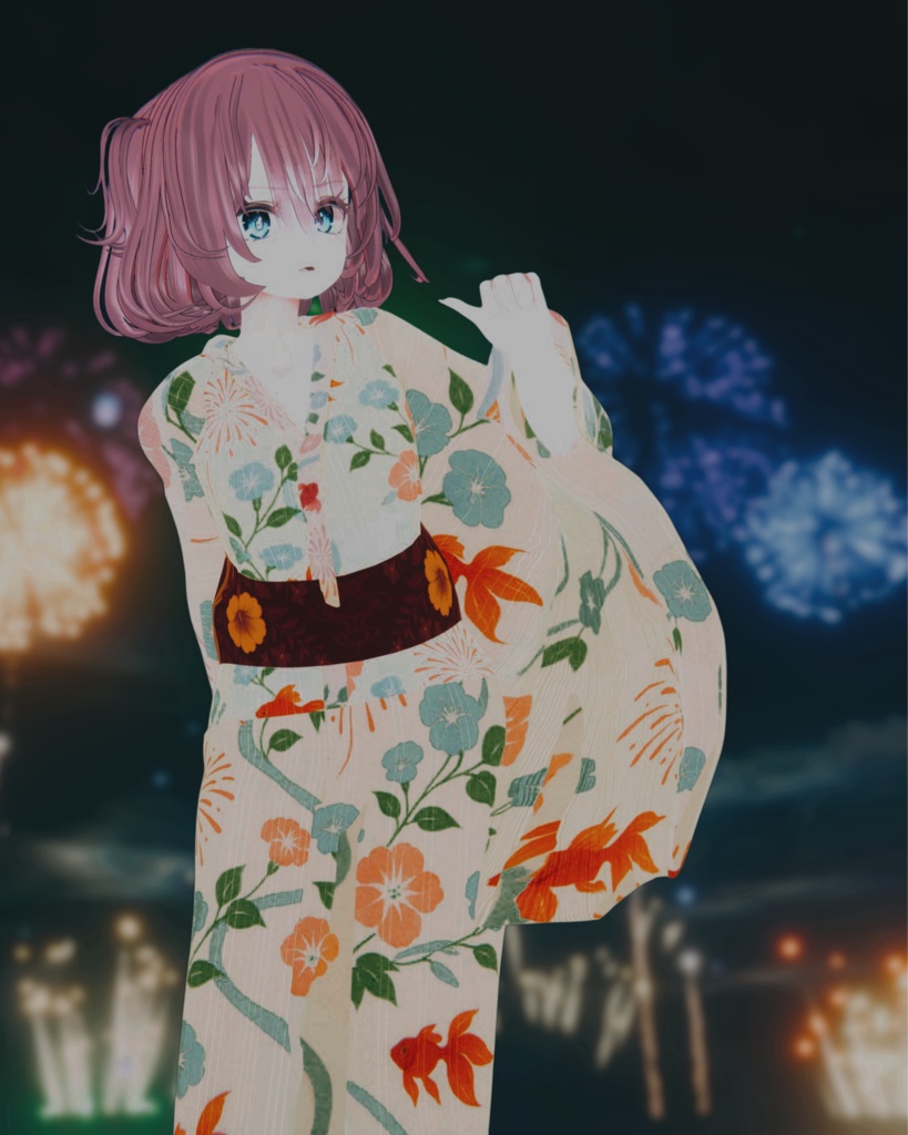 宵灯ゆかた - 対応アバター5種 | 夏の夕暮れに映える和装衣装セット