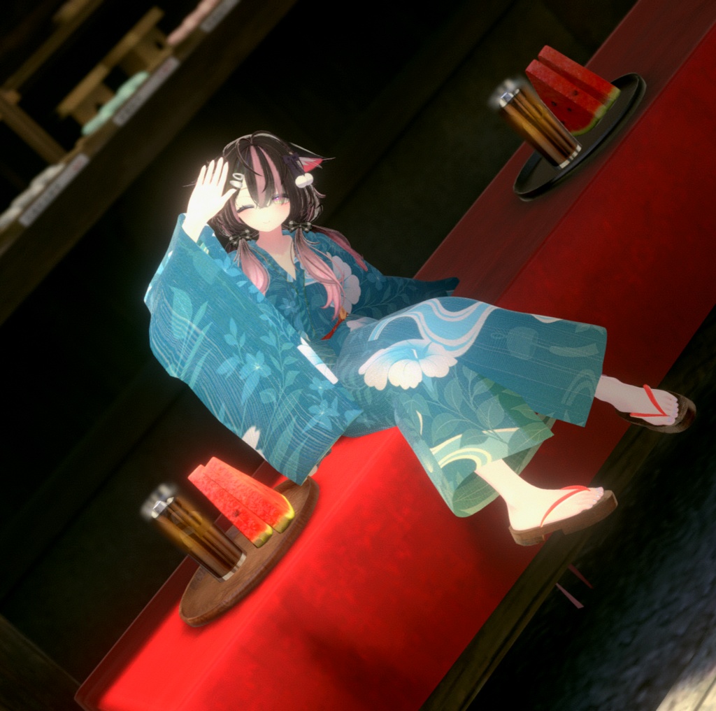 宵灯ゆかた - 対応アバター5種 | 夏の夕暮れに映える和装衣装セット