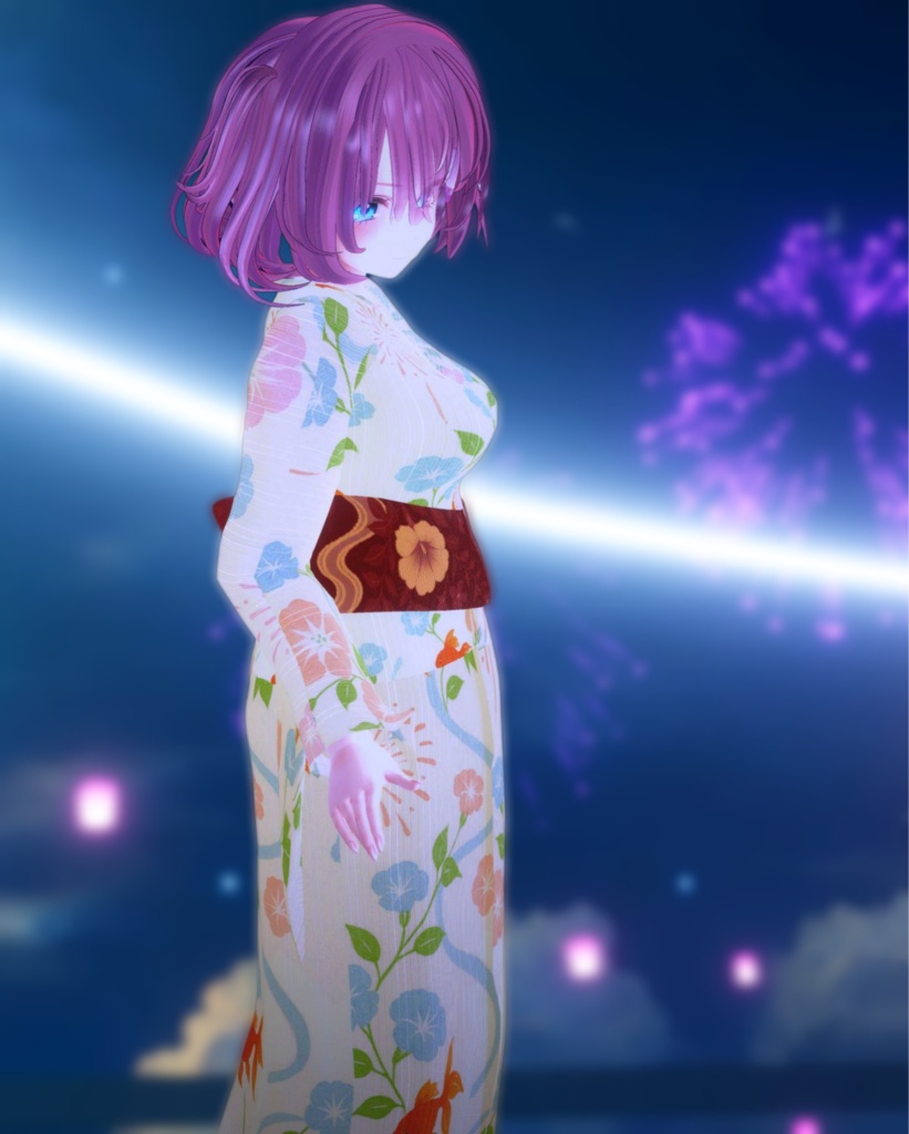 宵灯ゆかた - 対応アバター5種 | 夏の夕暮れに映える和装衣装セット