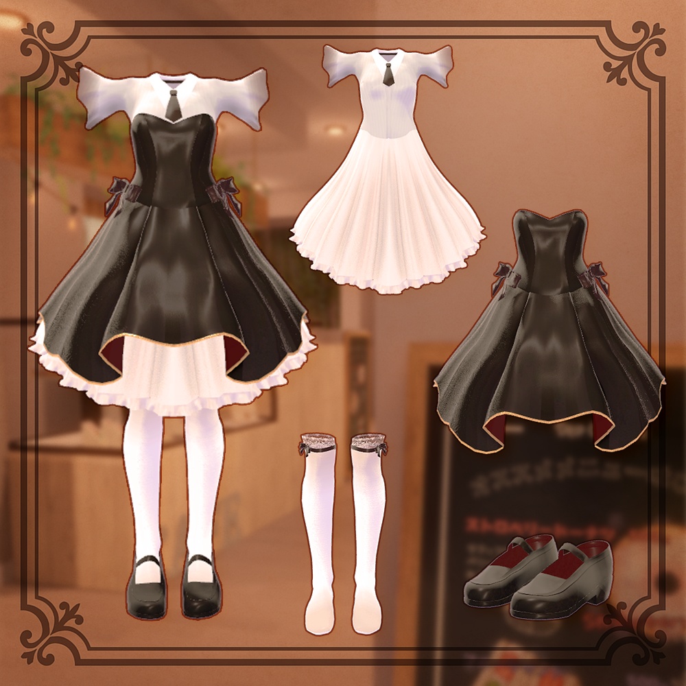 【4アバター対応】喫茶メモワール -Café Memoire-|シックに決める大人可愛い衣装|