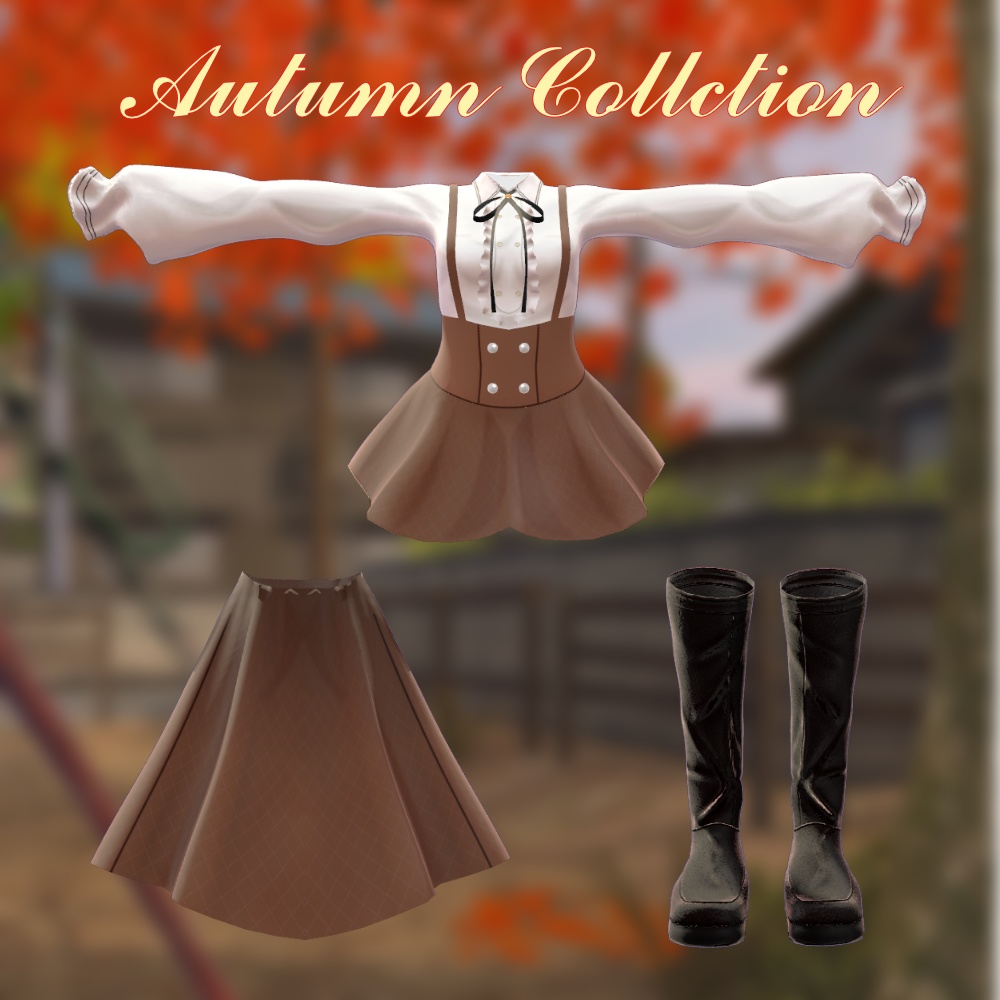 【4アバター対応】Étoile Girly Salopette|秋色ガーリーサロペットスカート|