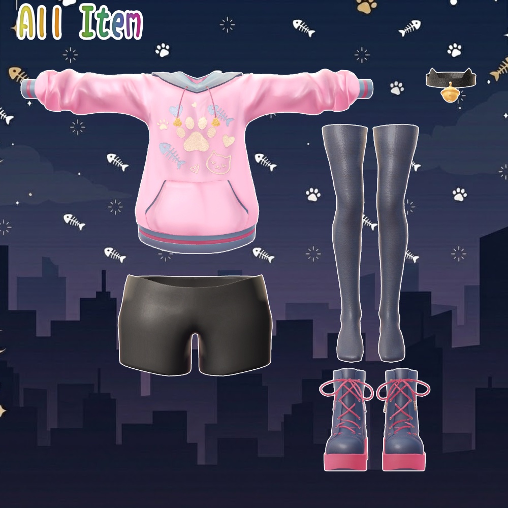 【3アバター対応】ねこねこパーカーセット - MoonStreetSet -【3月末までsale】