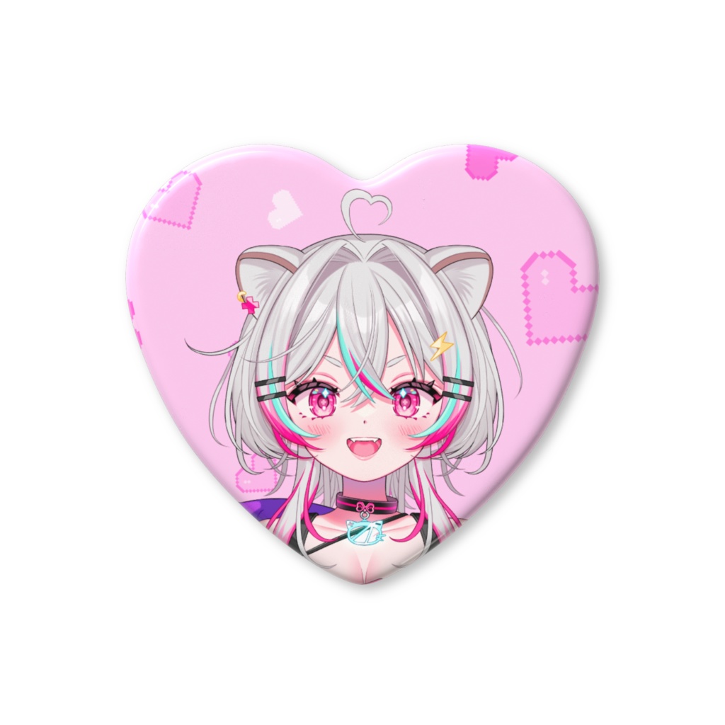 魔猫つむハート缶バッジ