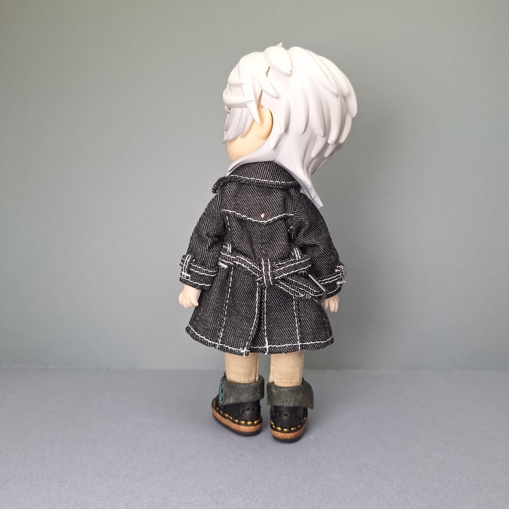 オビツ11サイズ トレンチコート ブラックデニム