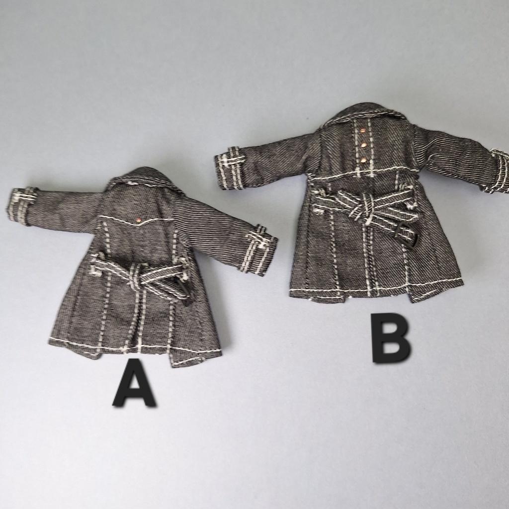 オビツ11サイズ トレンチコート ブラックデニム