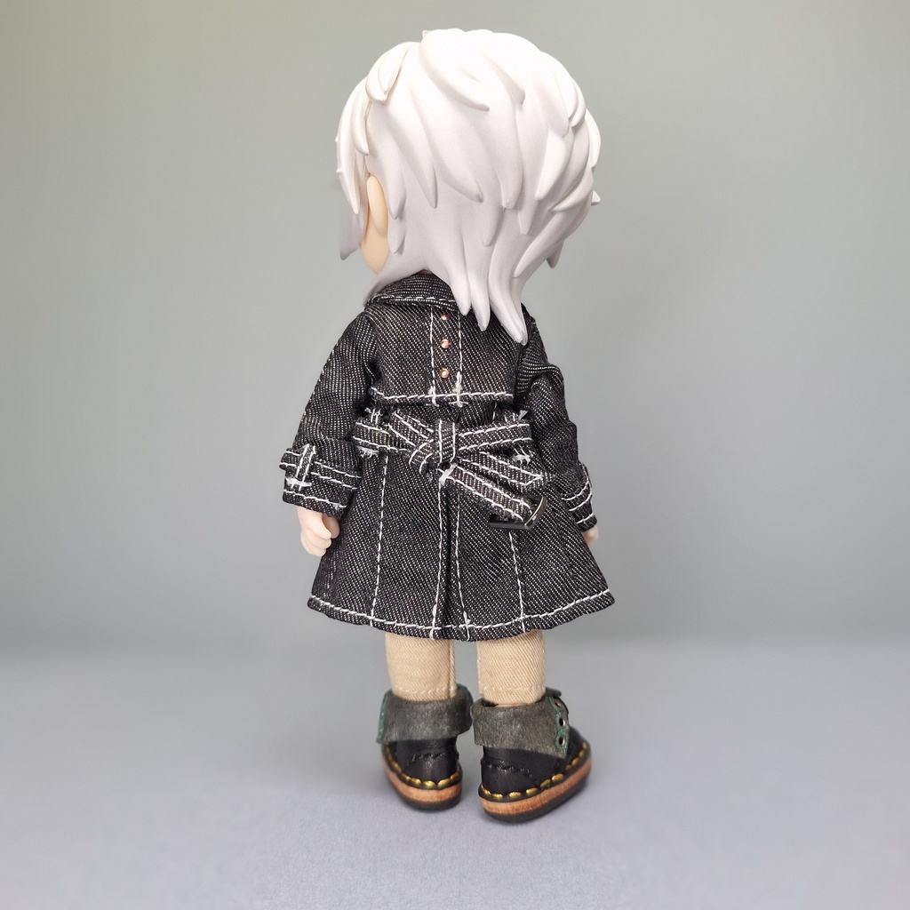 オビツ11サイズ トレンチコート ブラックデニム