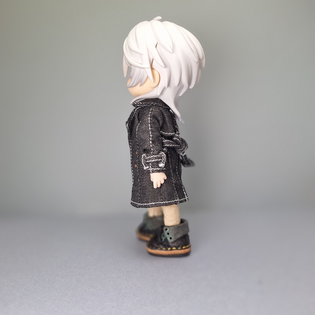 オビツ11サイズ トレンチコート ブラックデニム