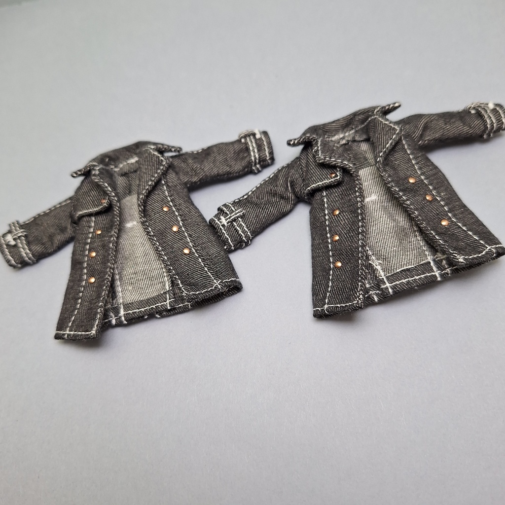 オビツ11サイズ トレンチコート ブラックデニム