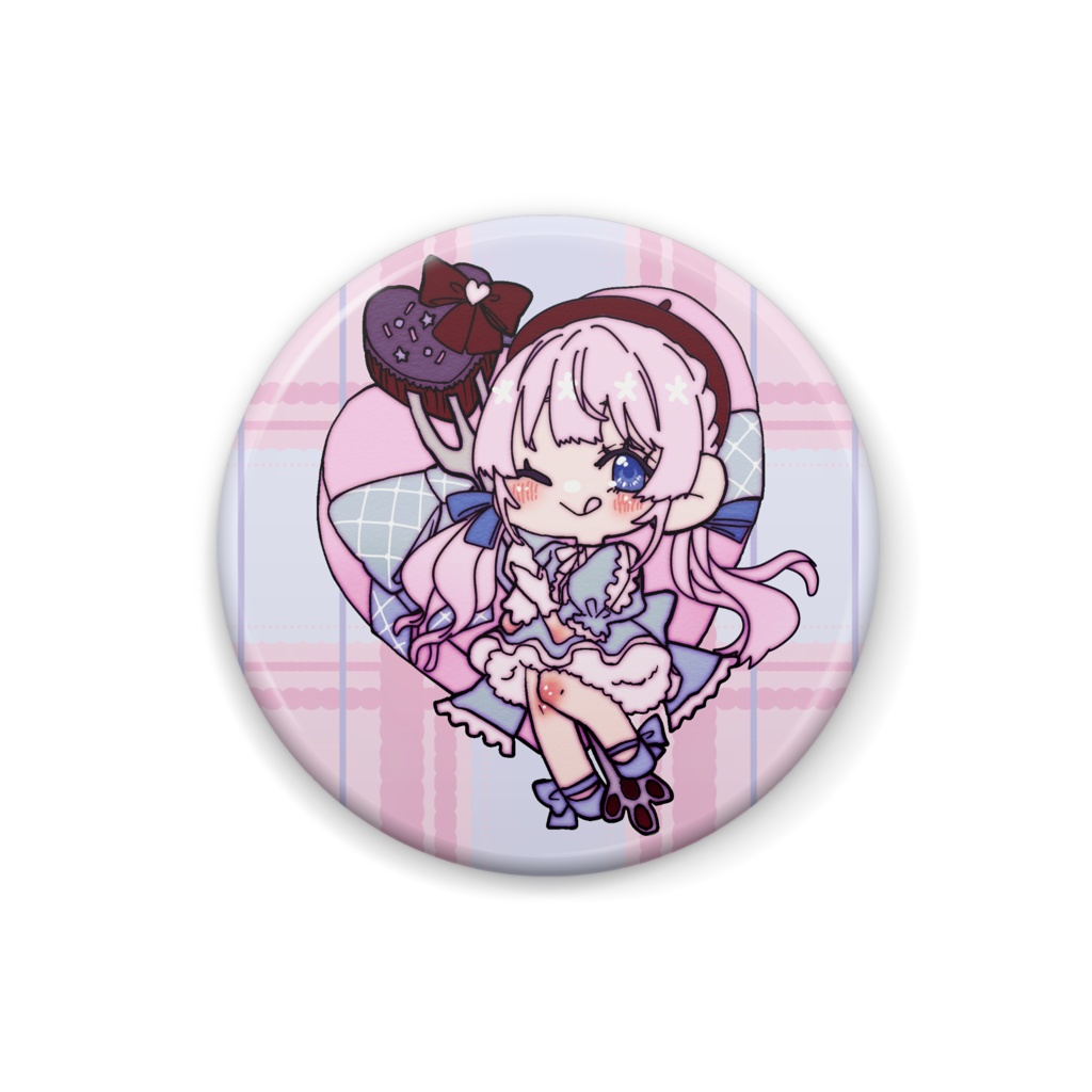 ❄雪見のバレンタイン缶バッチ(ピンク)❄