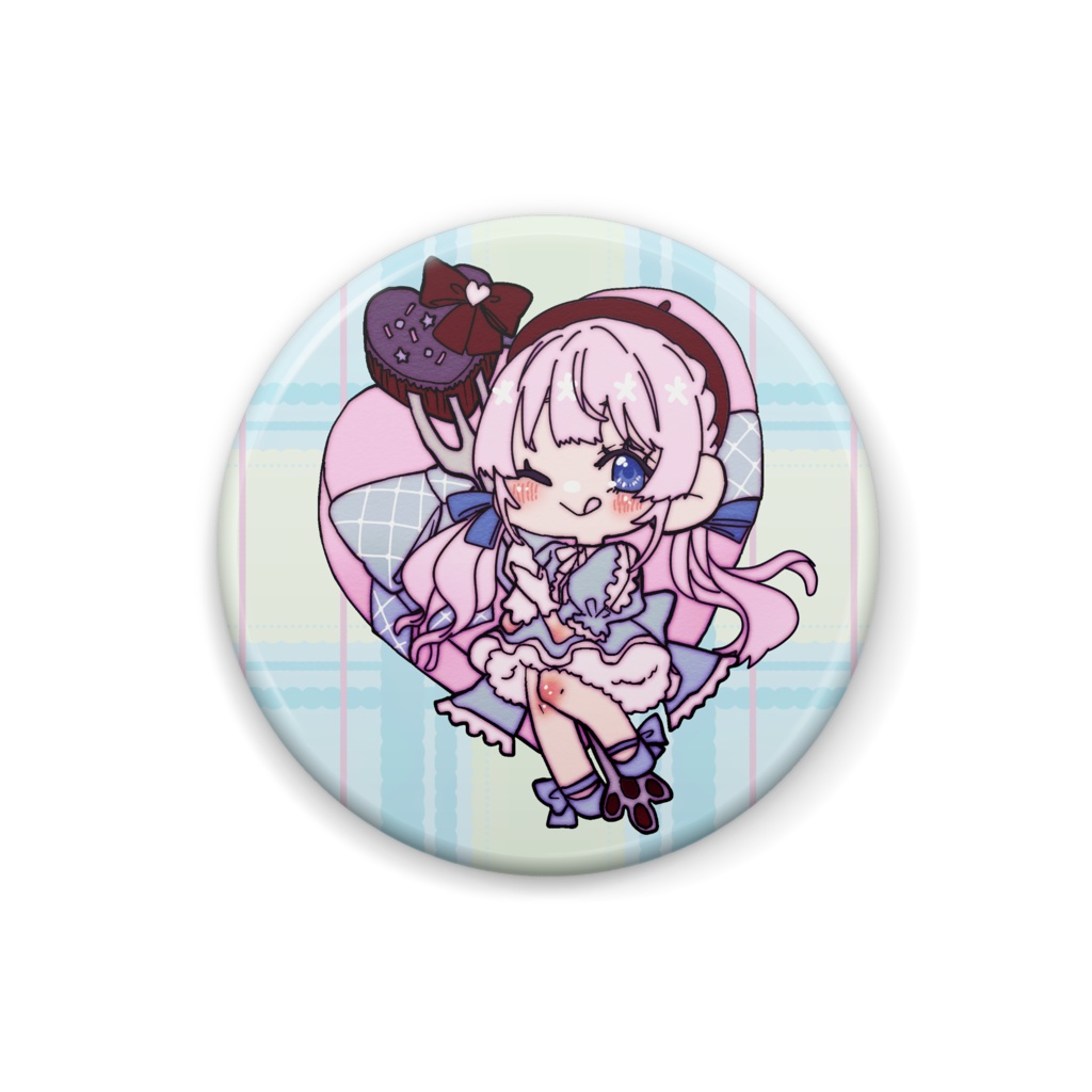 ❄雪見のバレンタイン缶バッチ(水色)❄