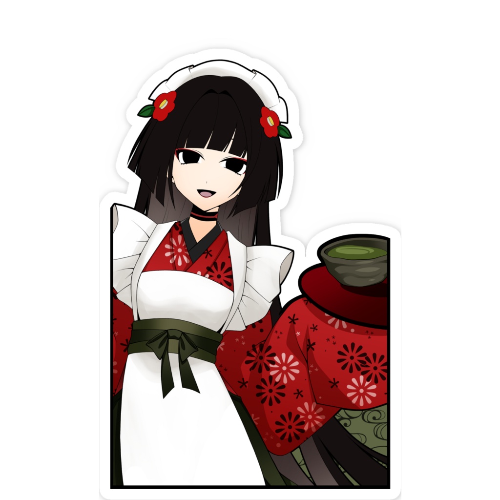 駒姫 和メイド服 スマホステッカー